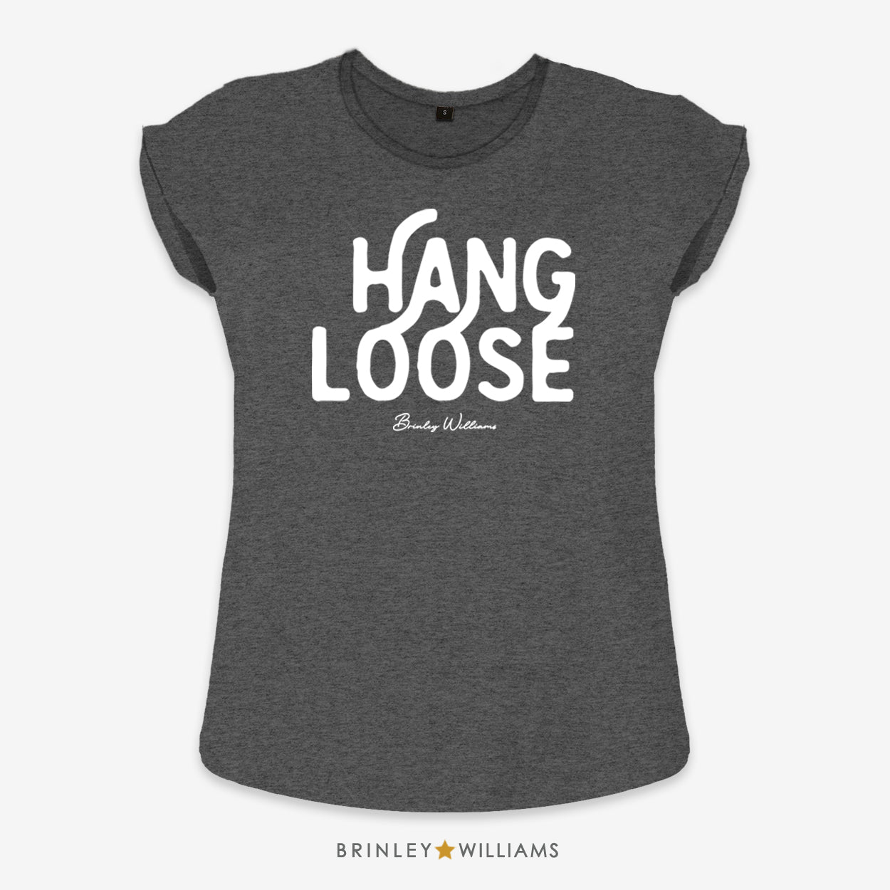 Hang Loose Rolled Sleeve T-shirt - Charcoal