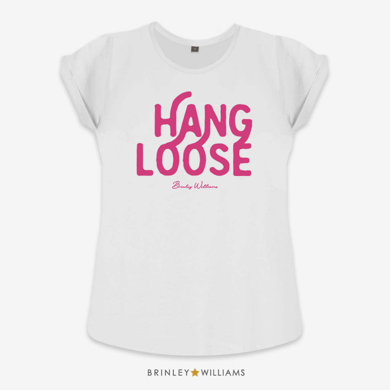 Hang Loose Rolled Sleeve T-shirt - White