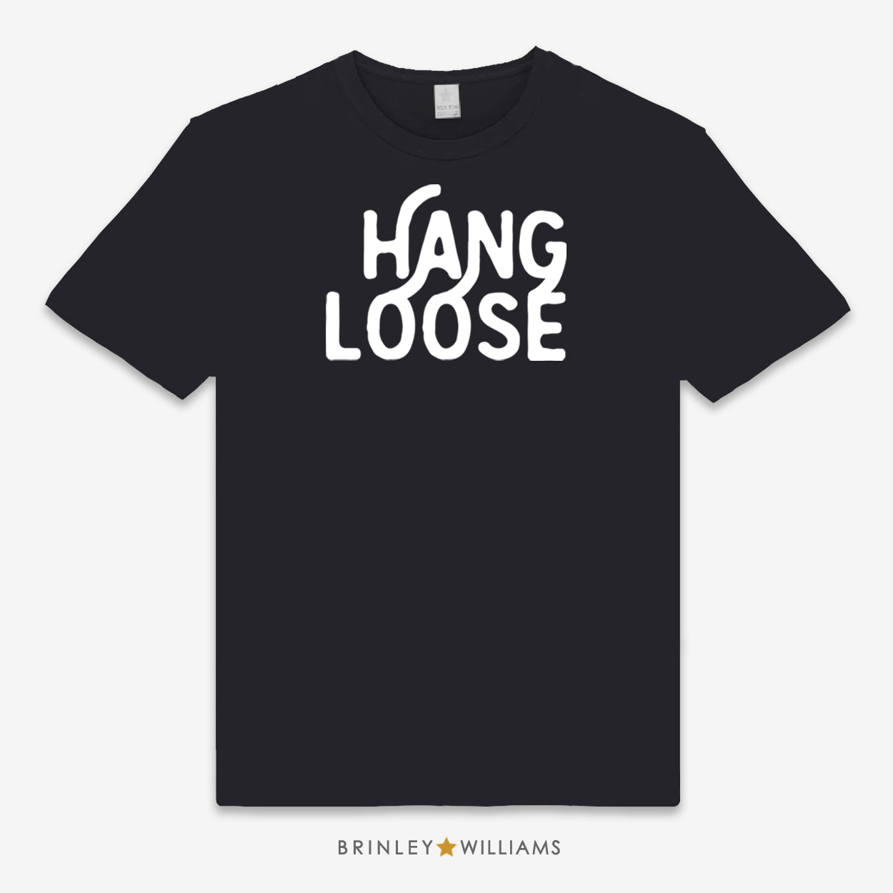 Black Unisex t-shirt with 'HANG LOOSE' text design printed on it