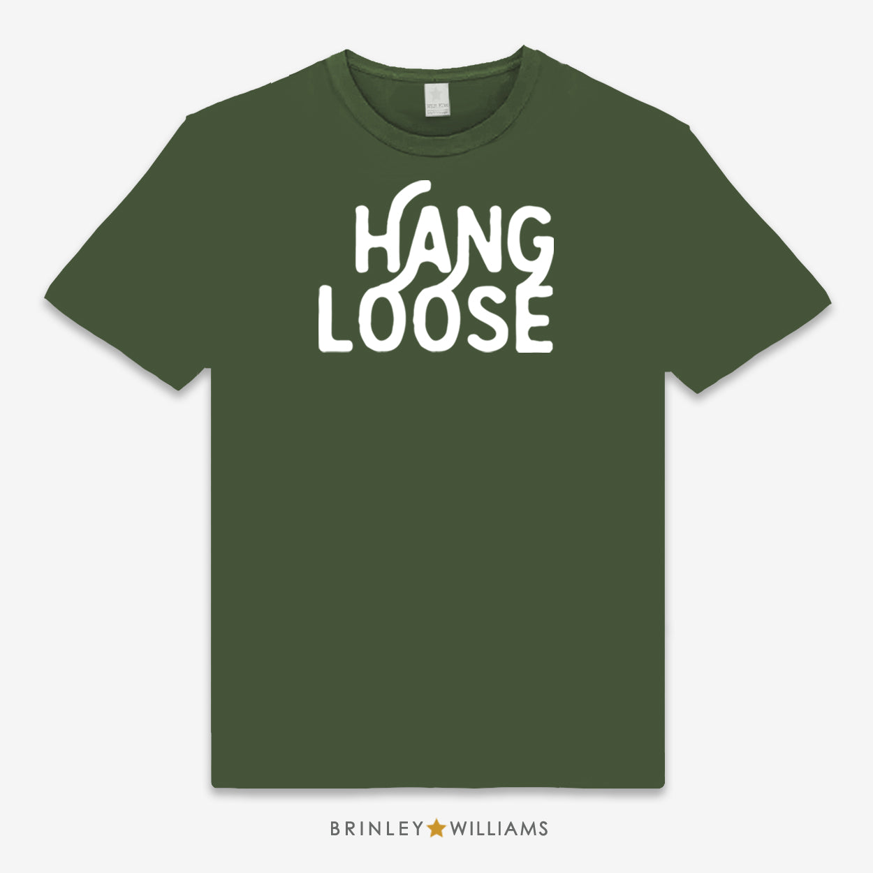 Green Unisex t-shirt with 'HANG LOOSE' text design printed on it