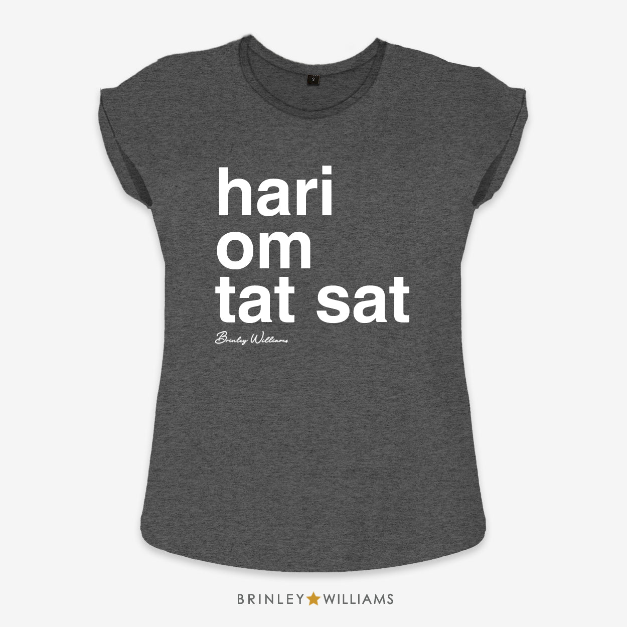Hari Om Tat Sat Rolled Sleeve T-shirt - Charcoal