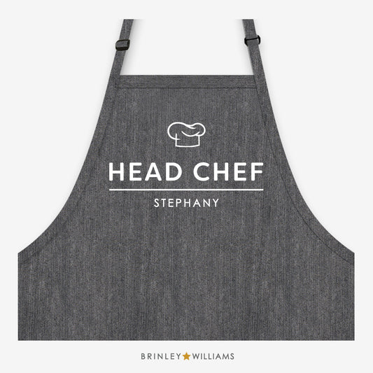 Head Chef Denim Apron - Personalised - Black Denim