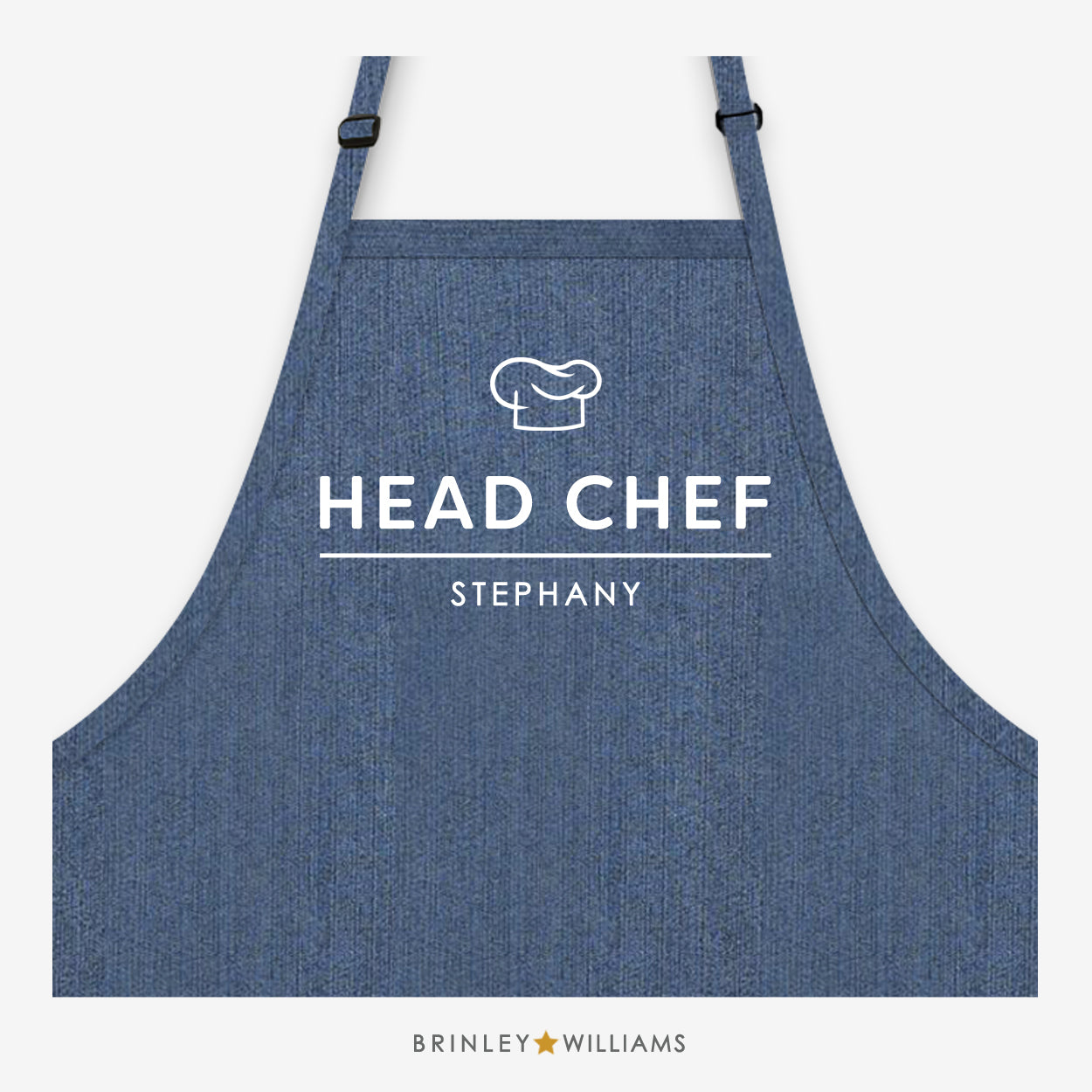 Head Chef Denim Apron - Personalised - Indigo Blue Denim