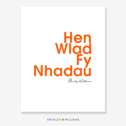 Hen Wlad Fy Nhadau Wall Art Poster - Orange