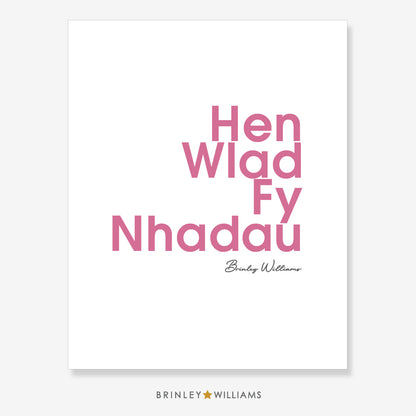 Hen Wlad Fy Nhadau Wall Art Poster - Pink