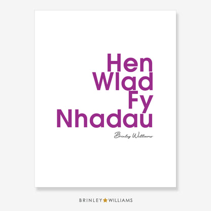 Hen Wlad Fy Nhadau Wall Art Poster - Purple
