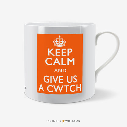 Keep Calm and Give us a Cwtch Fun Mug - Orange
