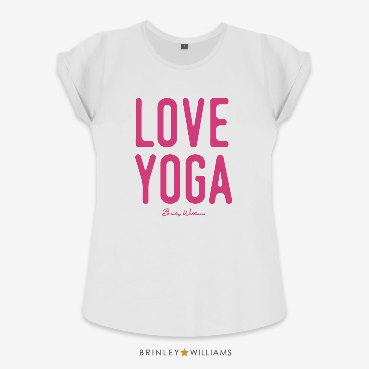 Love Yoga Rolled Sleeve T-shirt - White
