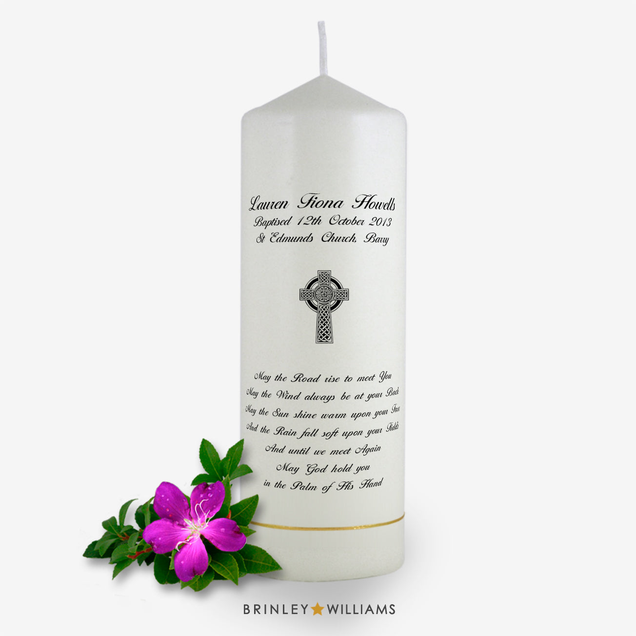 May the road Personalised Baptism Candle - Charcoal