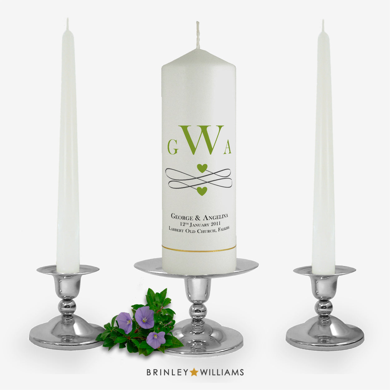 Monogram Personalised Unity Candle Set - Emerald