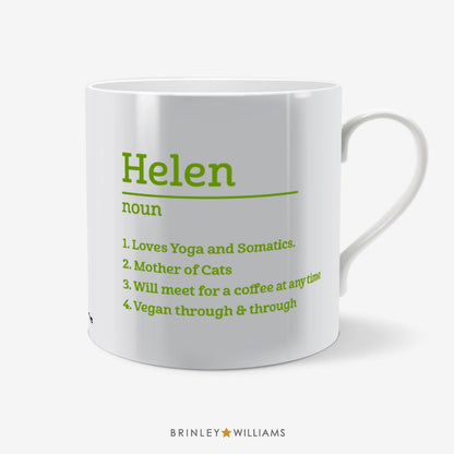 Name Defenition Personalised Mug - Green