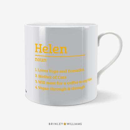 Name Defenition Personalised Mug - Yellow