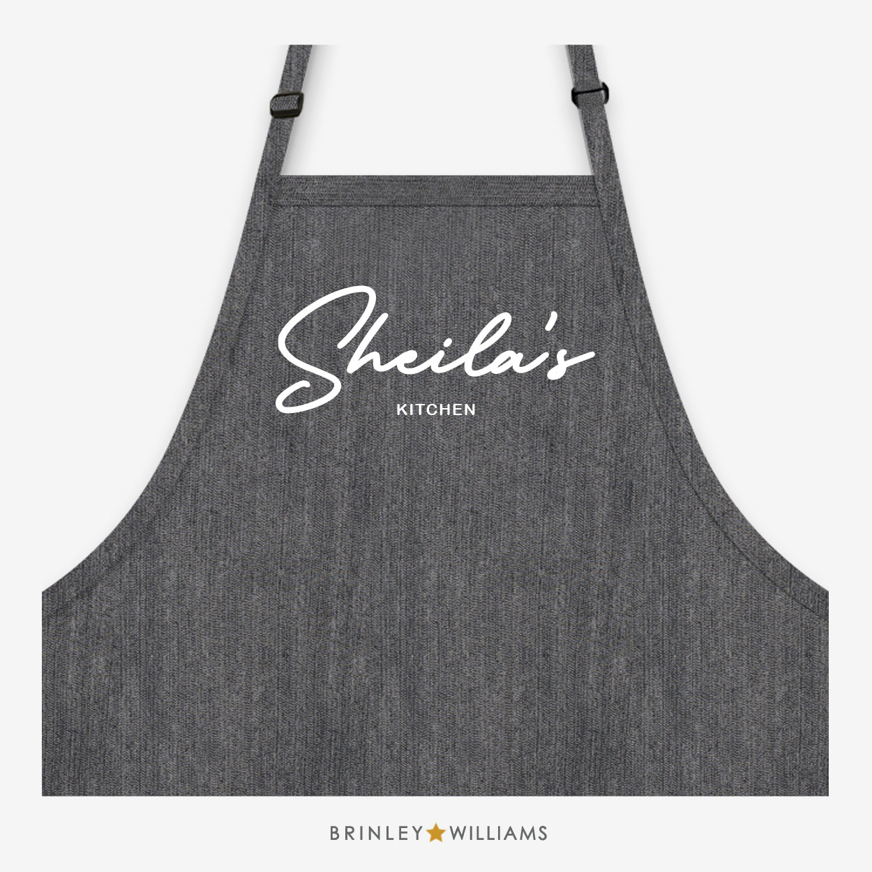 Kitchen Name Denim Apron - Personalised - Black Denim