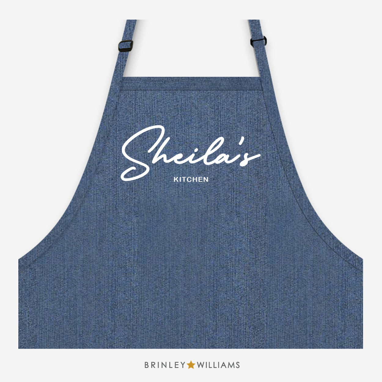 Kitchen Name Denim Apron - Personalised - Indigo Blue Denim