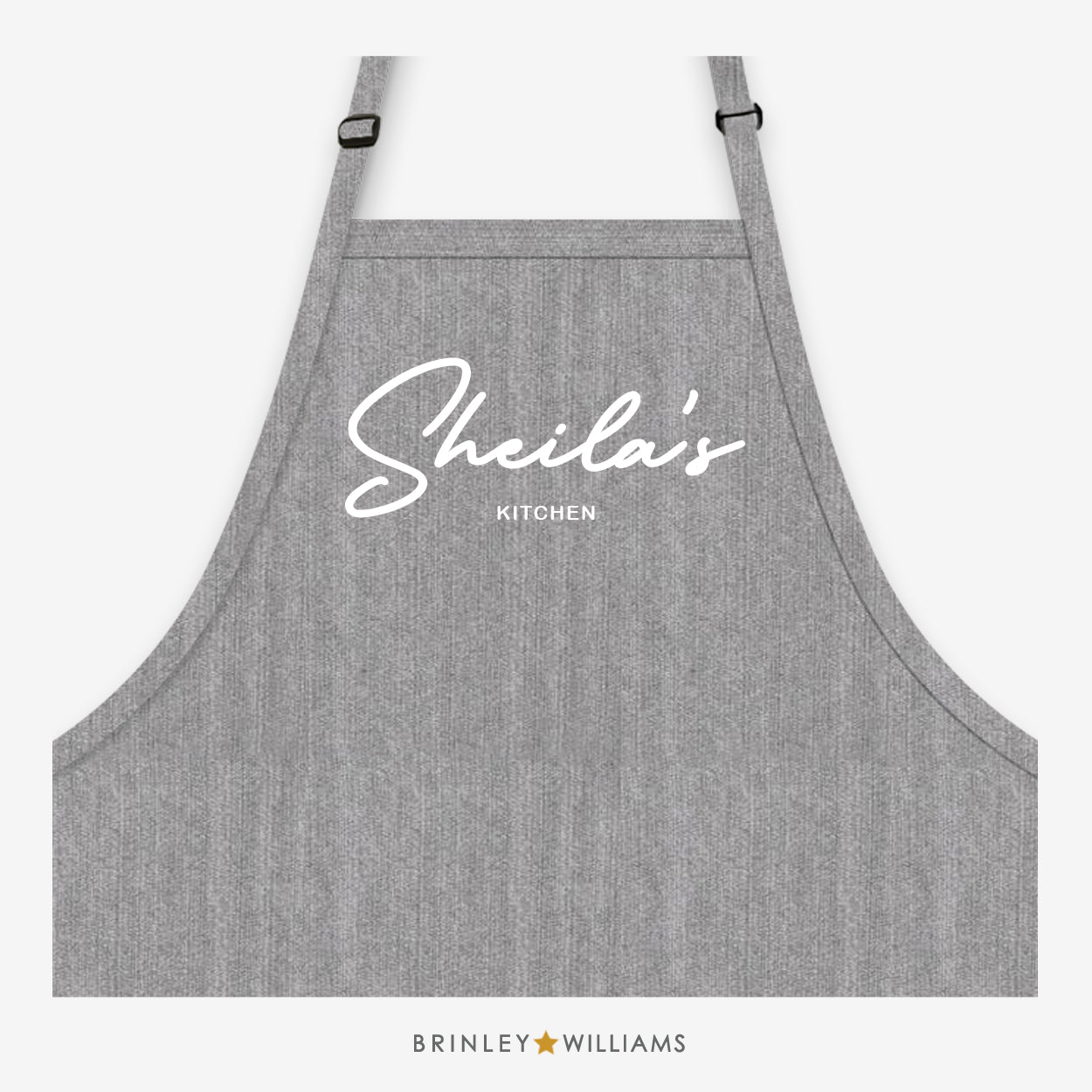 Kitchen Name Denim Apron - Personalised - Grey Denim