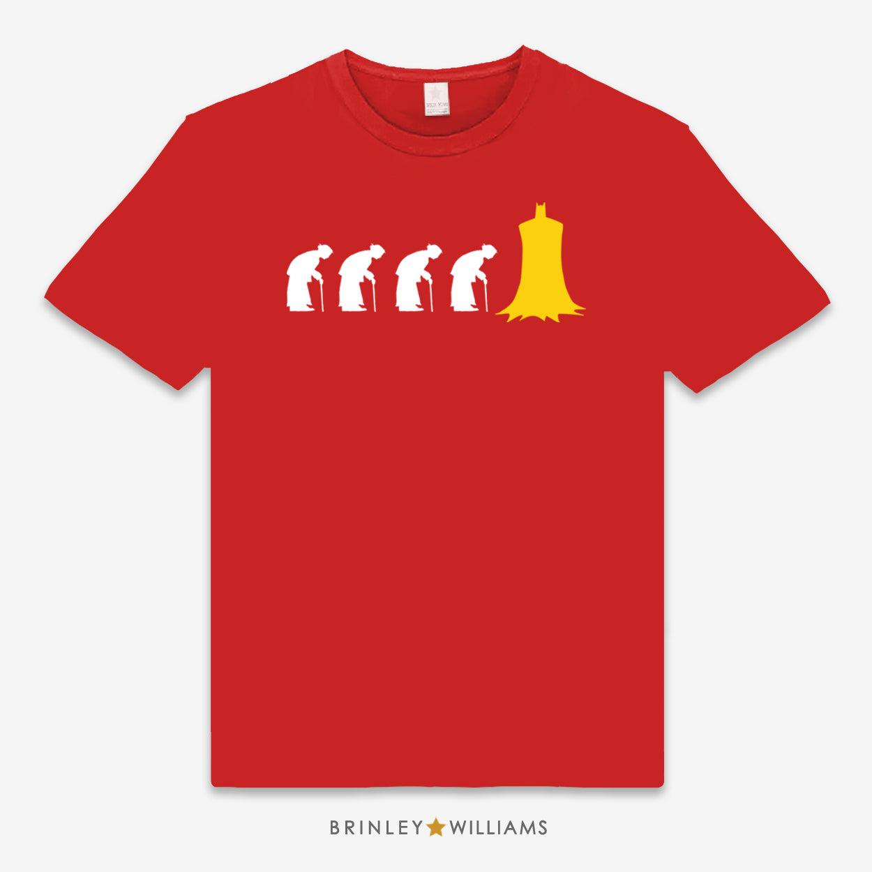 Red unisex t-shirt with a Nana Nana Nana Nana Batman graphic design print