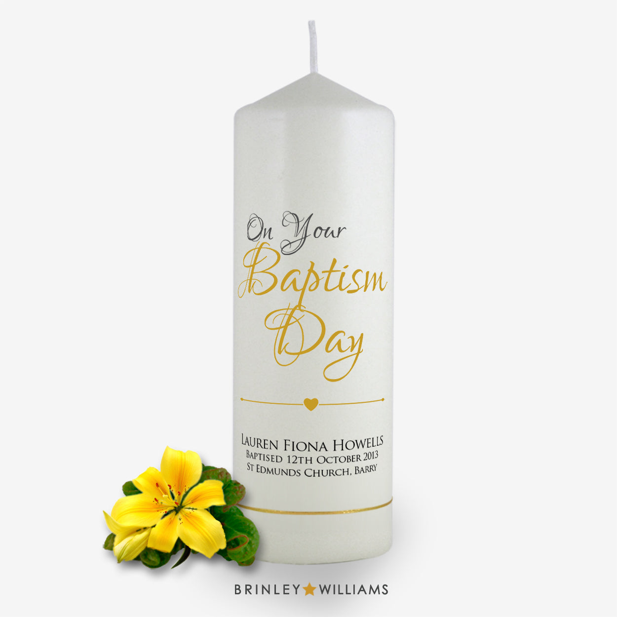 On your baptism day Personalised Candle - Bronze