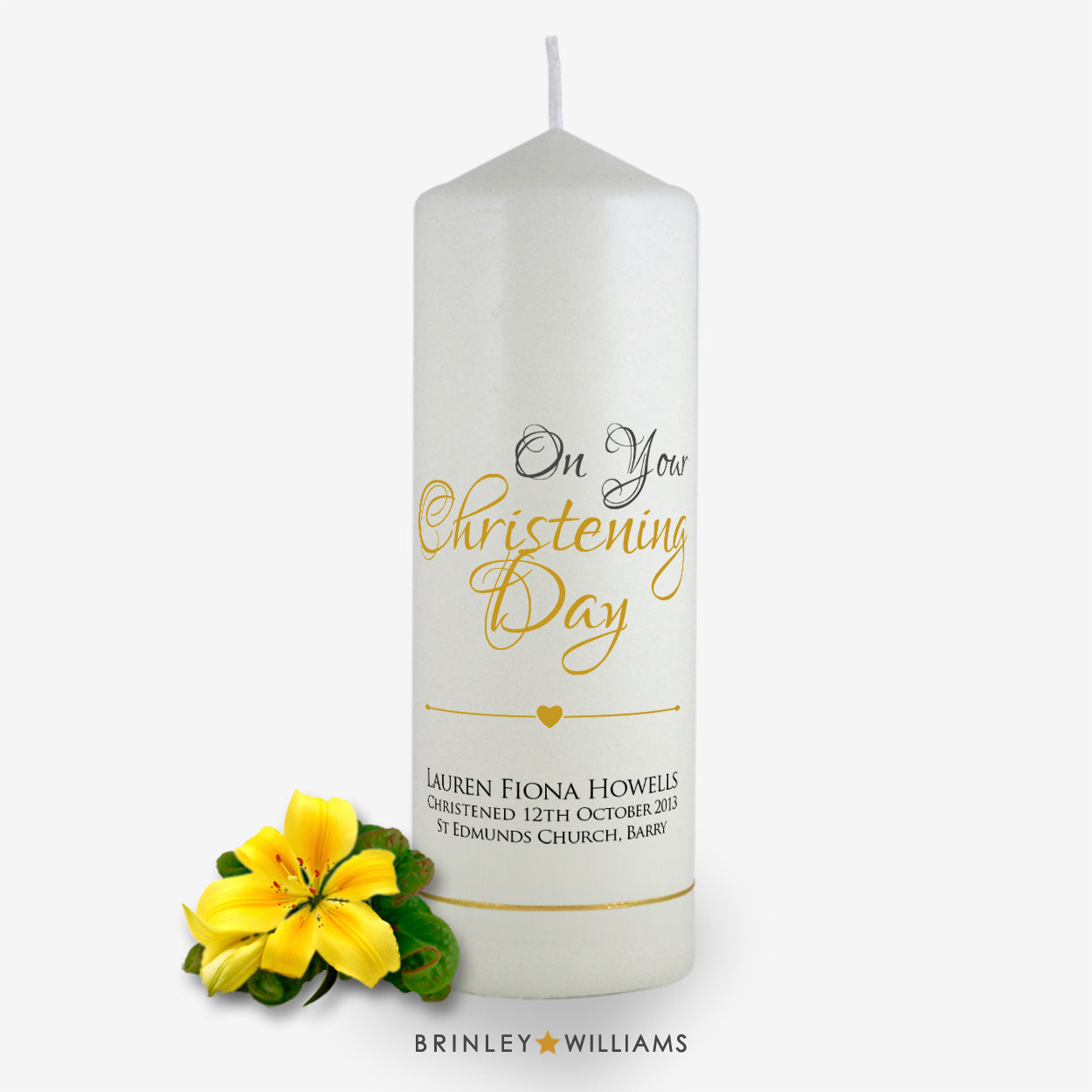 On your christening day Personalised Candle - Bronze