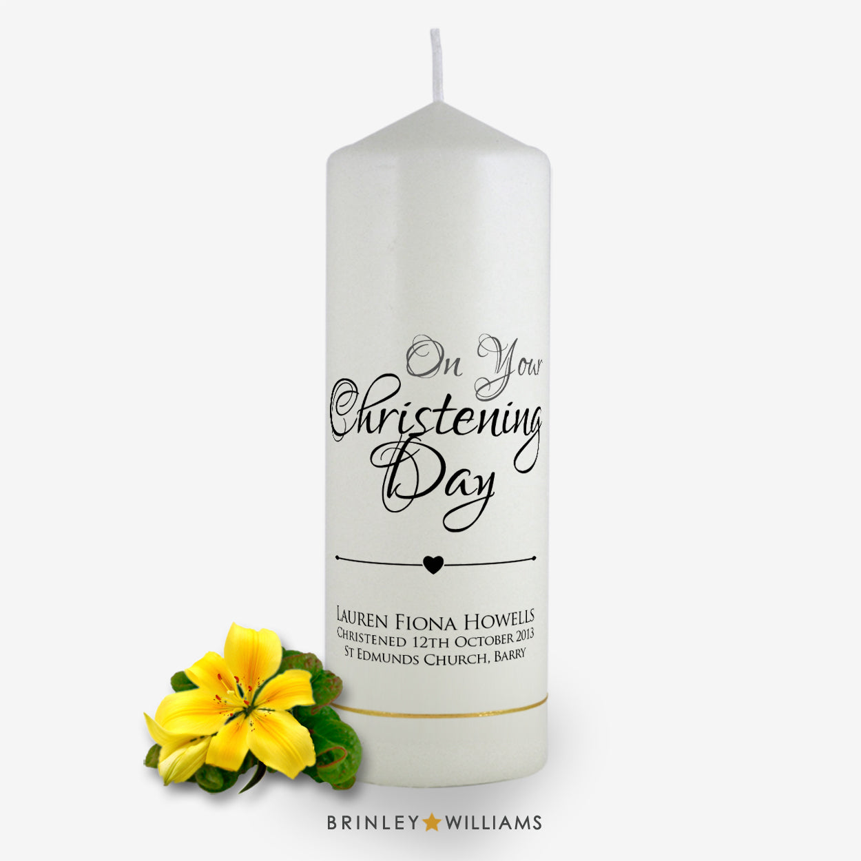 On your christening day Personalised Candle - Charcoal