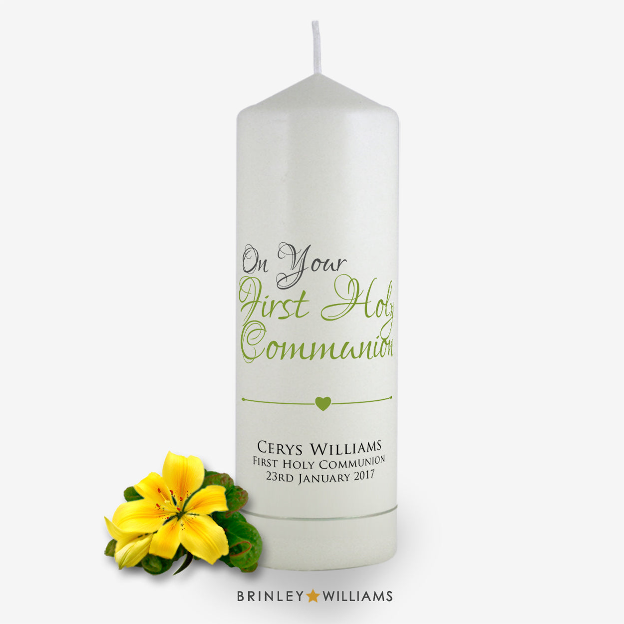 On your First Holy Communion Personalised Candle - Emerald