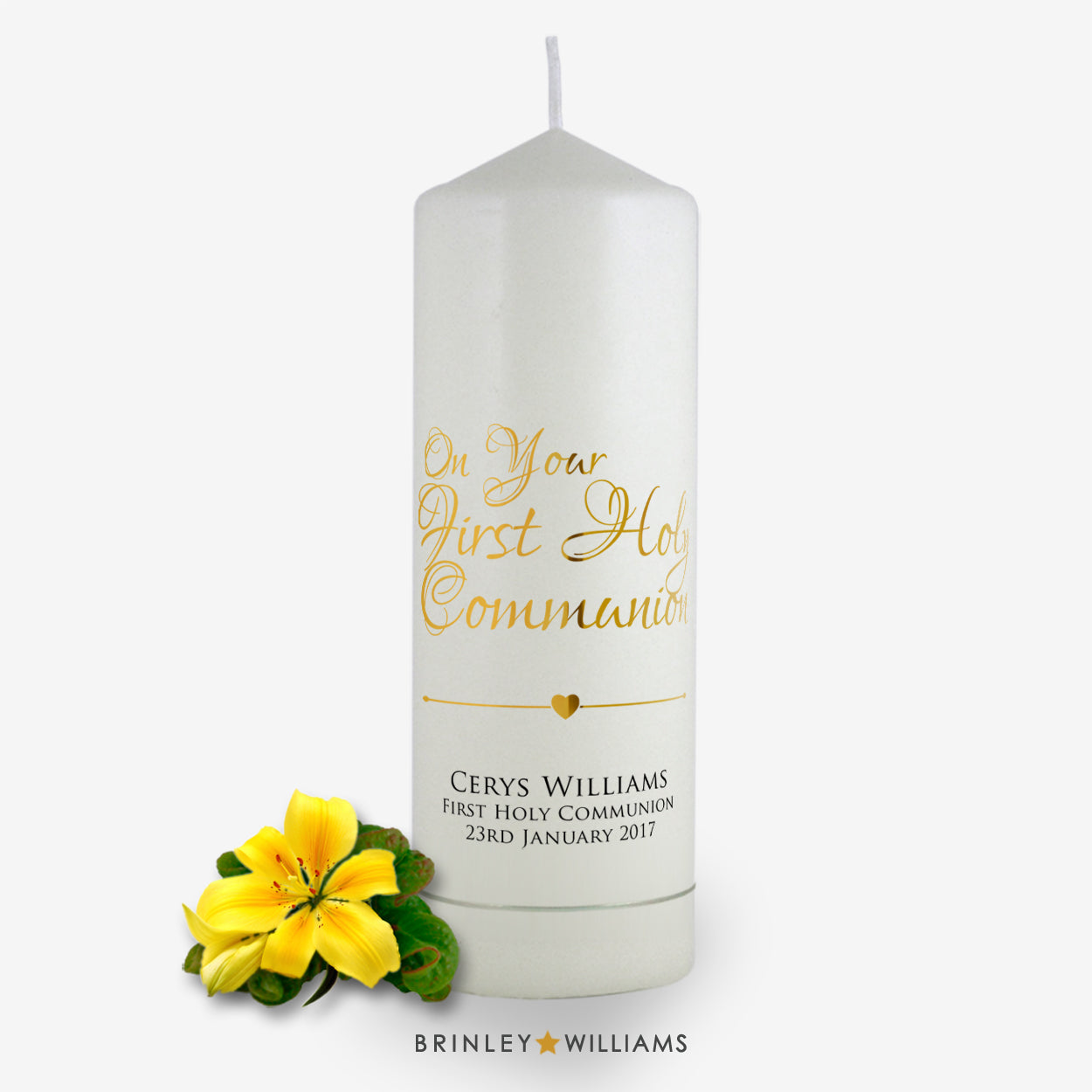 On your First Holy Communion Personalised Candle - Gold Foil