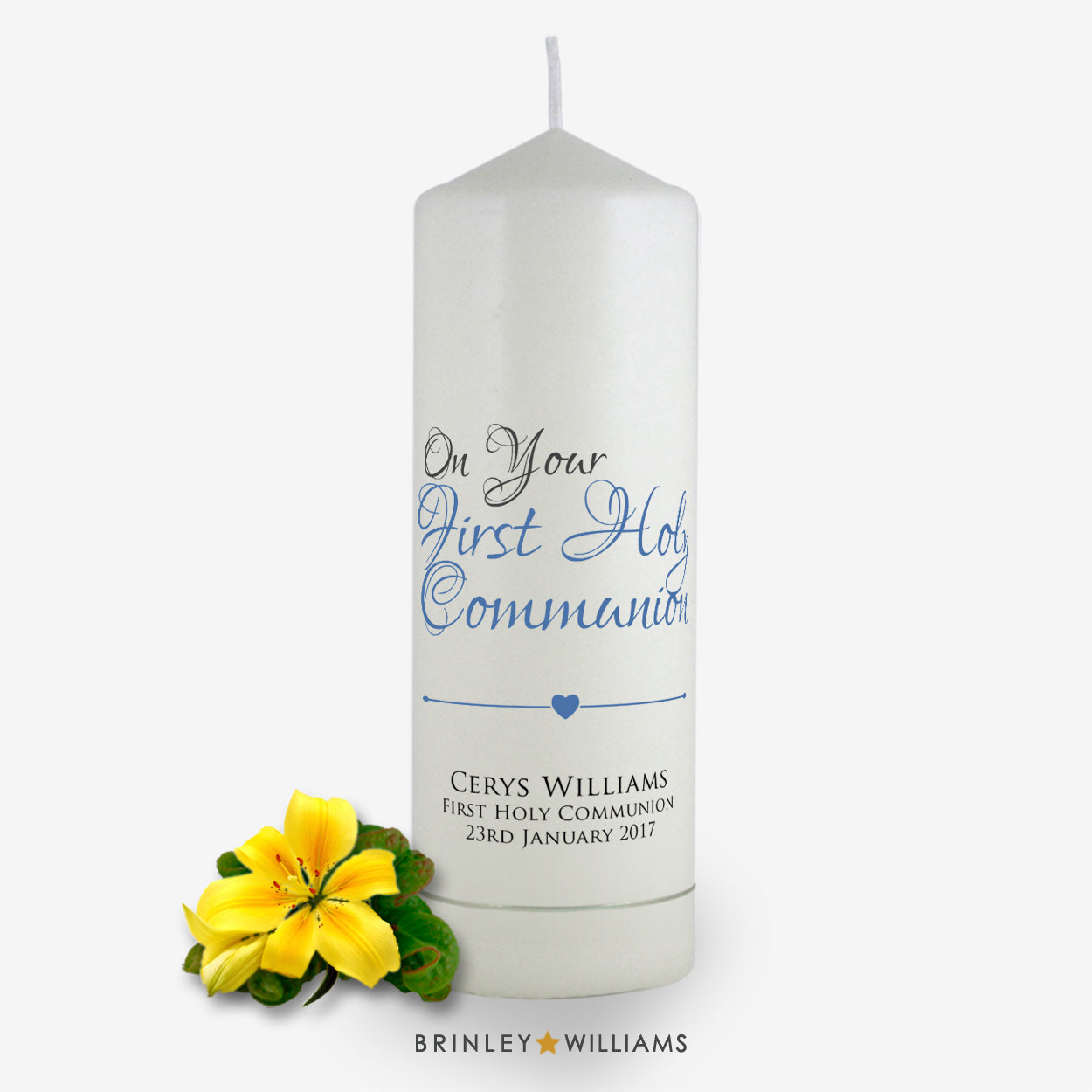 On your First Holy Communion Personalised Candle - Sky Blue