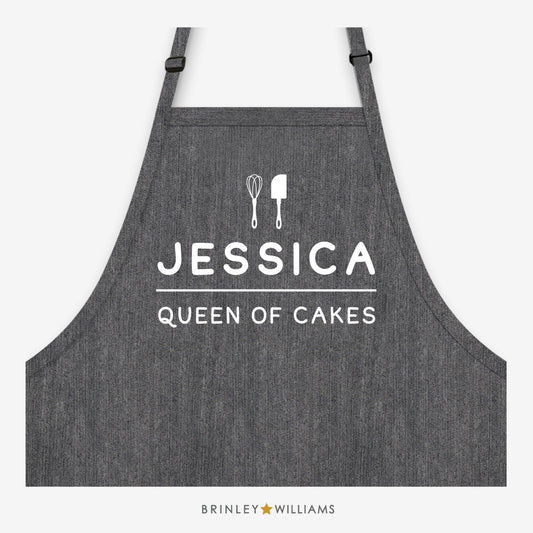 Queen of Cakes Denim Apron - Personalised - Black Denim