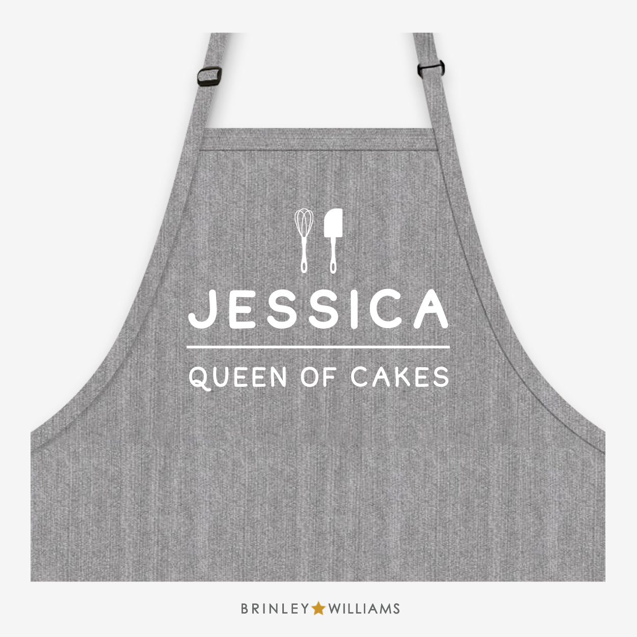 Queen of Cakes Denim Apron - Personalised - Grey Denim