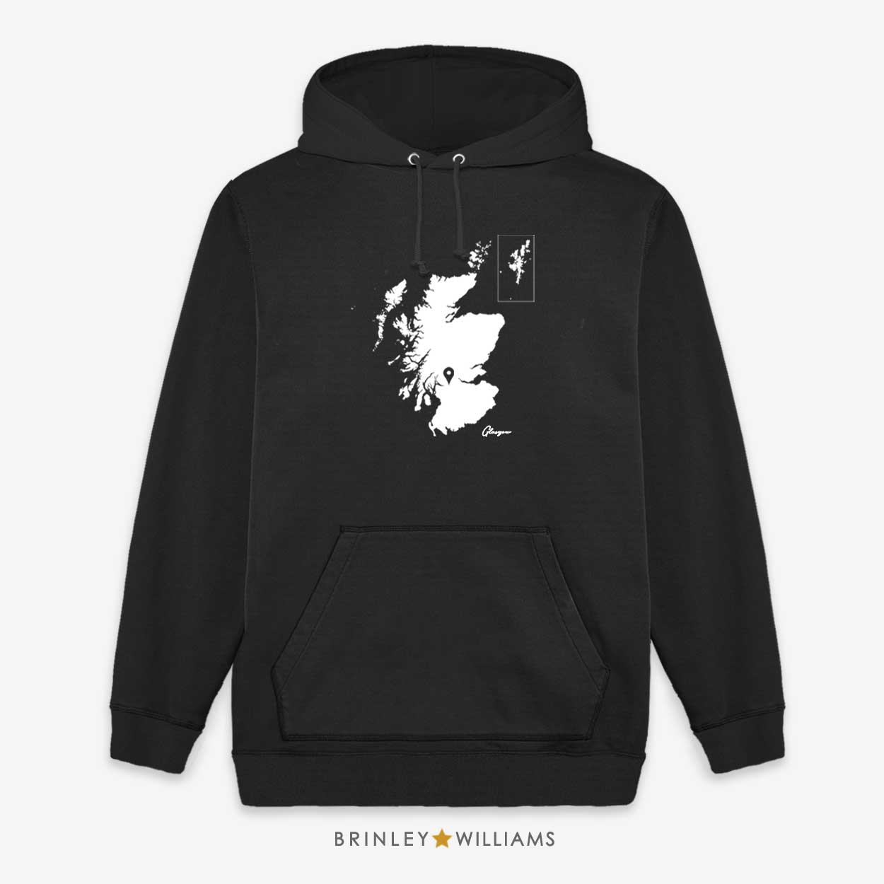 Scotland Map Pin Personalised Unisex Hoodie - Black