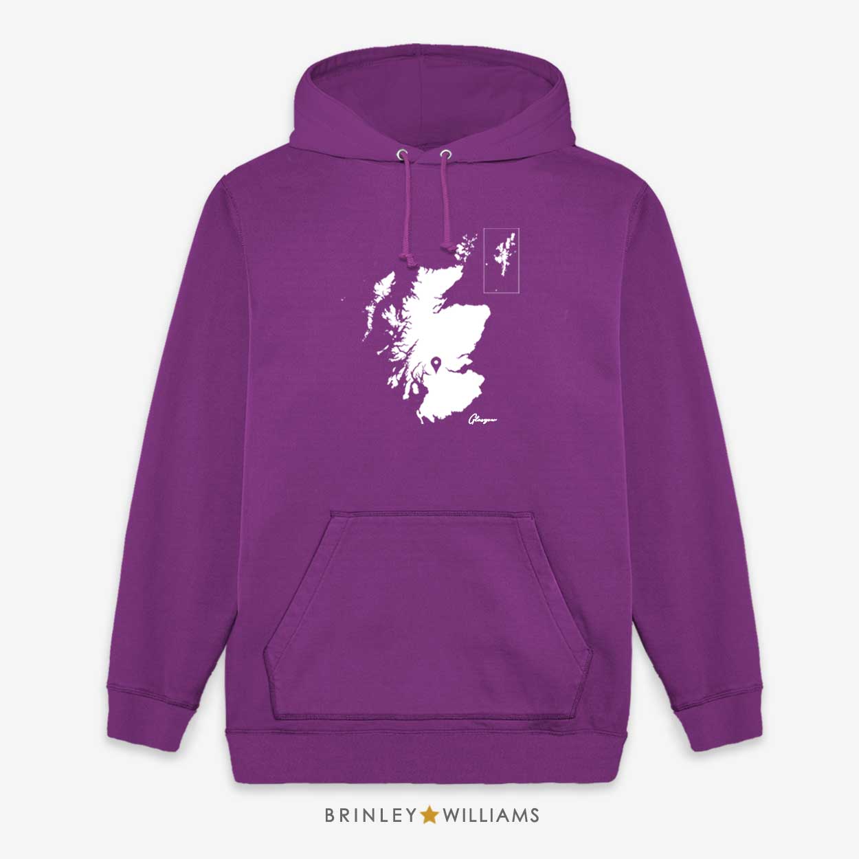 Scotland Map Pin Personalised Unisex Hoodie - Purple
