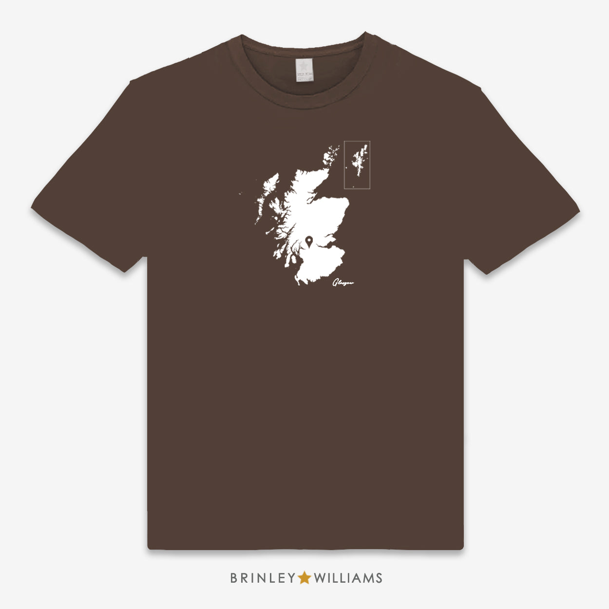 Scotland Map Pin Personalised Unisex Classic T-shirt  - Brown
