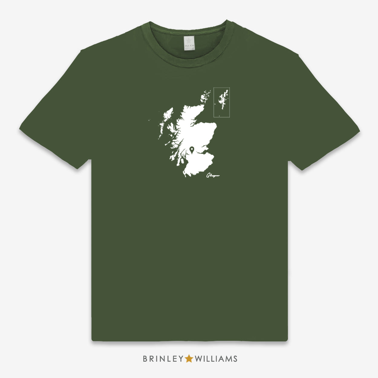 Scotland Map Pin Personalised Unisex Classic T-shirt  - Military Green