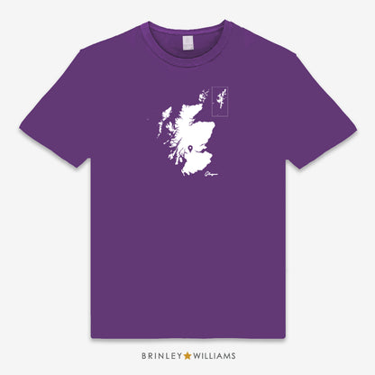 Scotland Map Pin Personalised Unisex Classic T-shirt  - Purple