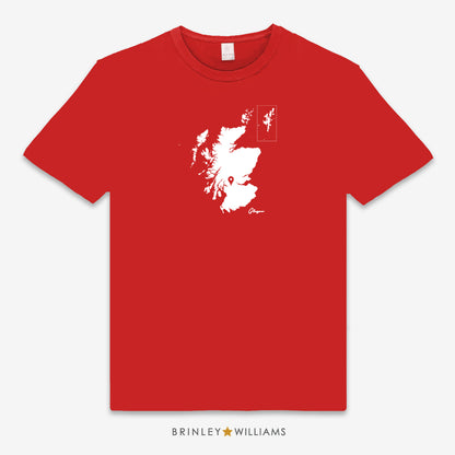 Scotland Map Pin Personalised Unisex Classic T-shirt  - Red