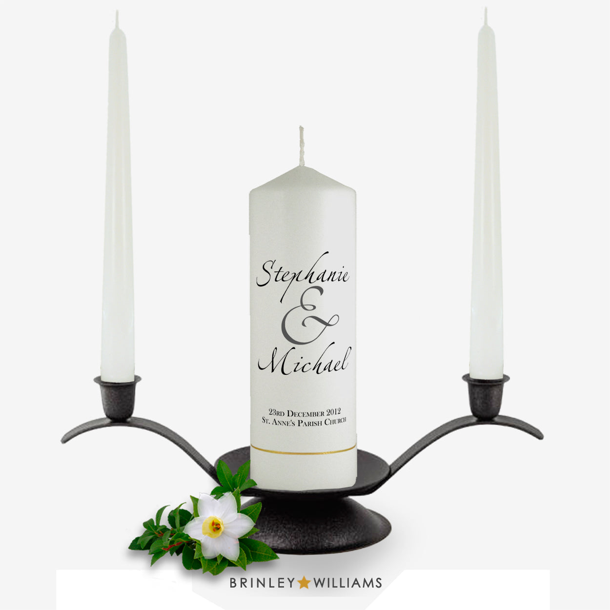 Scripted Names Personalised Unity Candle - Charcoal