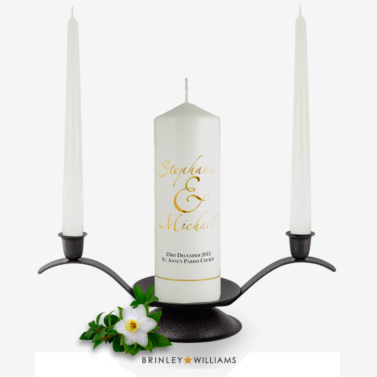 Scripted Names Personalised Unity Candle - Gold Foil