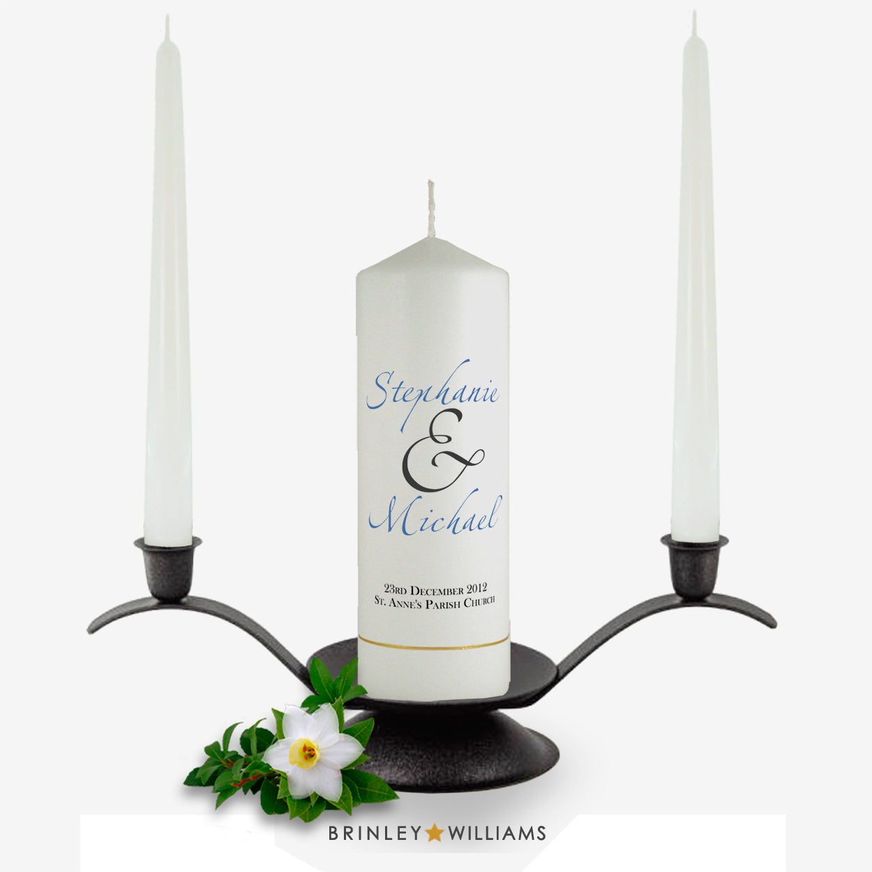 Scripted Names Personalised Unity Candle - Sky Blue