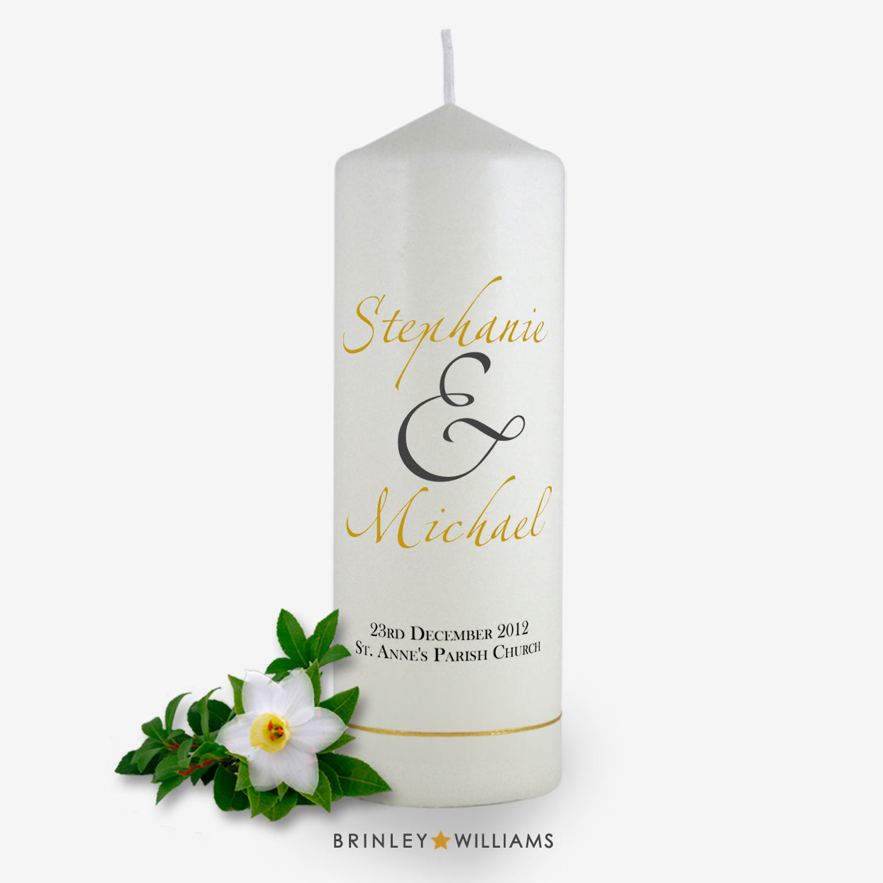 Scripted Names Personalised Wedding Candle - Bronze