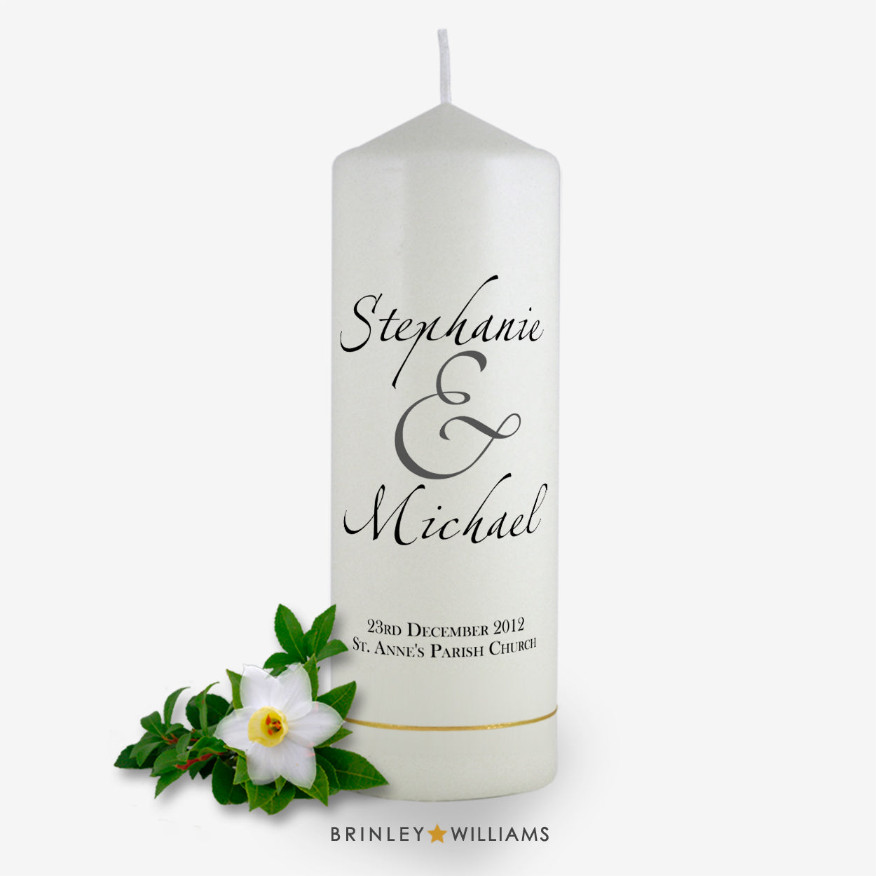 Scripted Names Personalised Wedding Candle - Charcoal