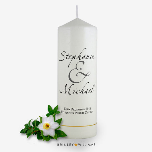 Scripted Names Personalised Wedding  Candle - Charcoal