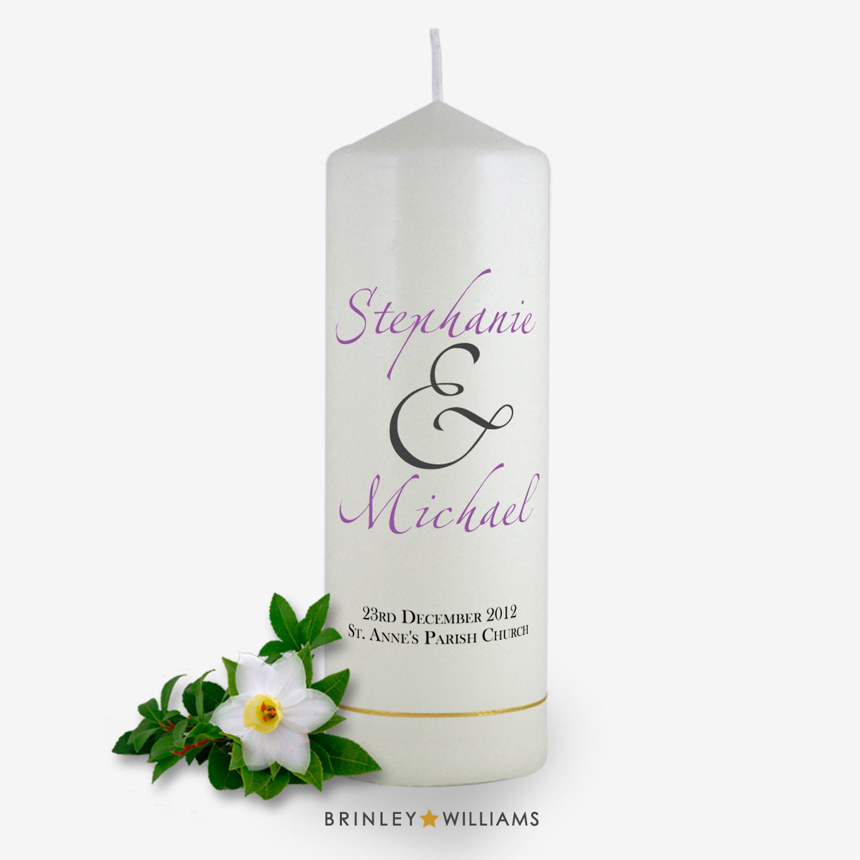 Scripted Names Personalised Wedding Candle - Lavender