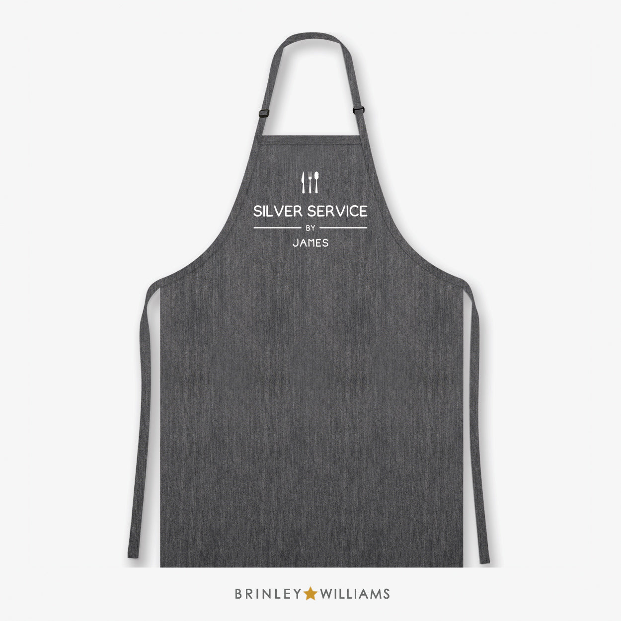 Silver service Denim Apron - Personalised - Zoom