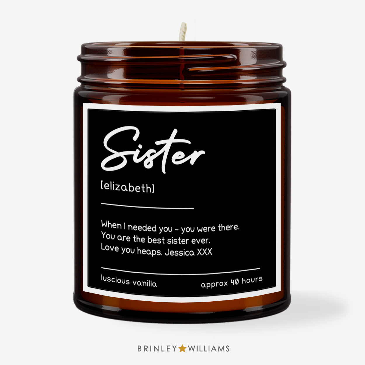 Sister Definition Personalised Scented Candle - Black