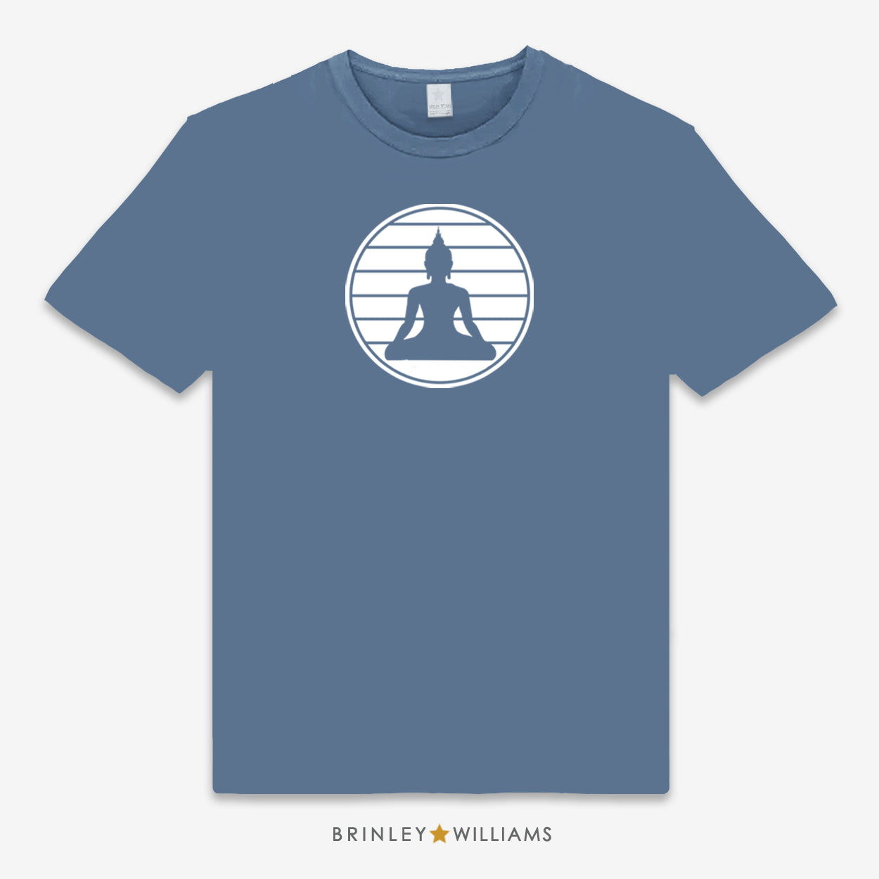 Indigo Blue Unisex t-shirt with a white Buddha graphic design