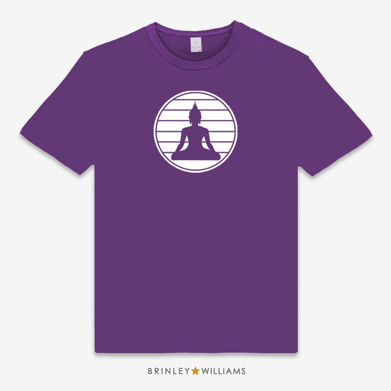 Purple Unisex t-shirt with a white Buddha graphic design