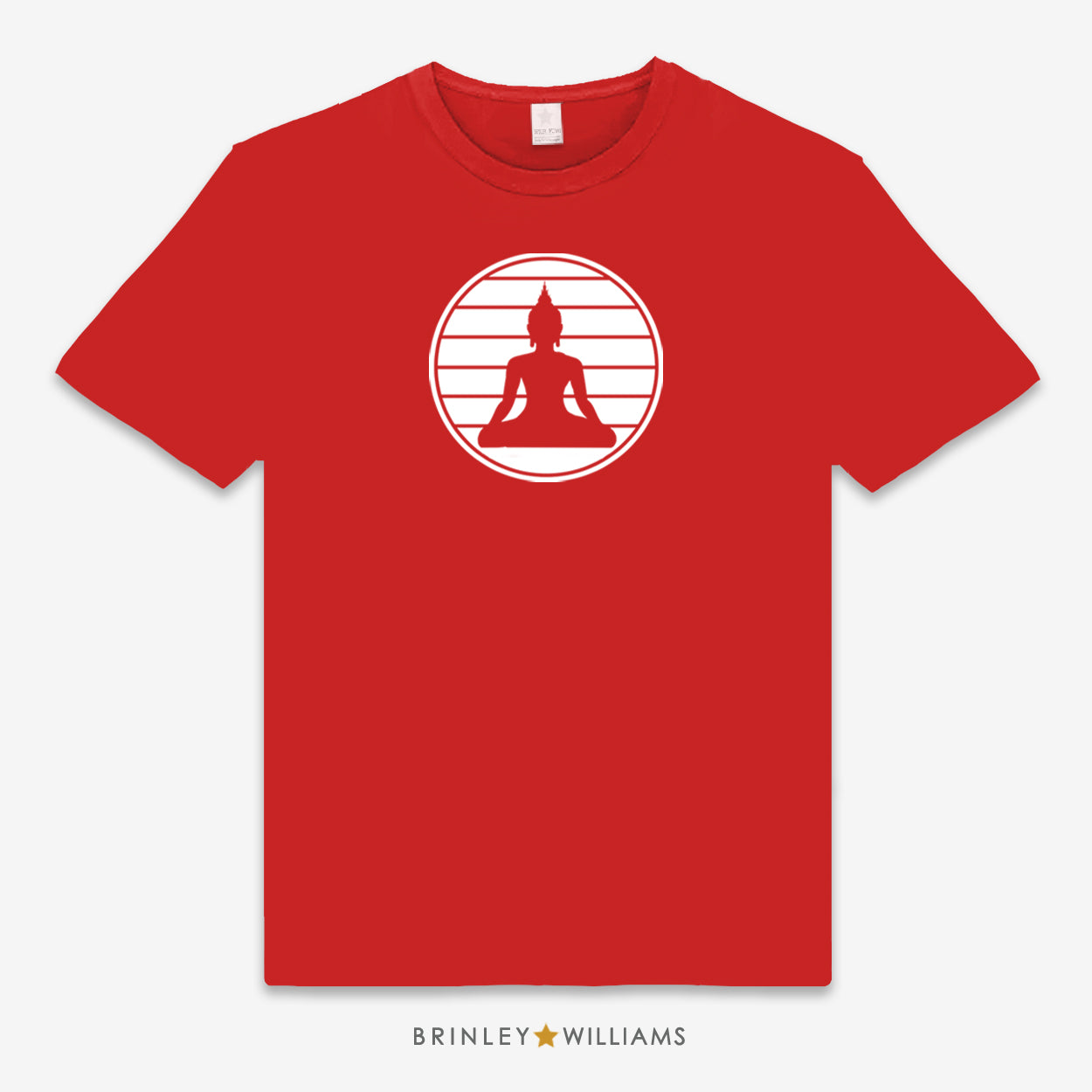 Fire Red Unisex t-shirt with a white Buddha graphic design