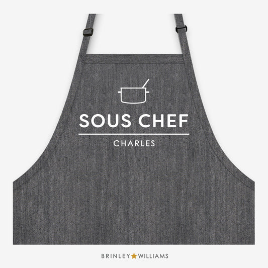 Sous Chef Denim Apron - Personalised - Black Denim