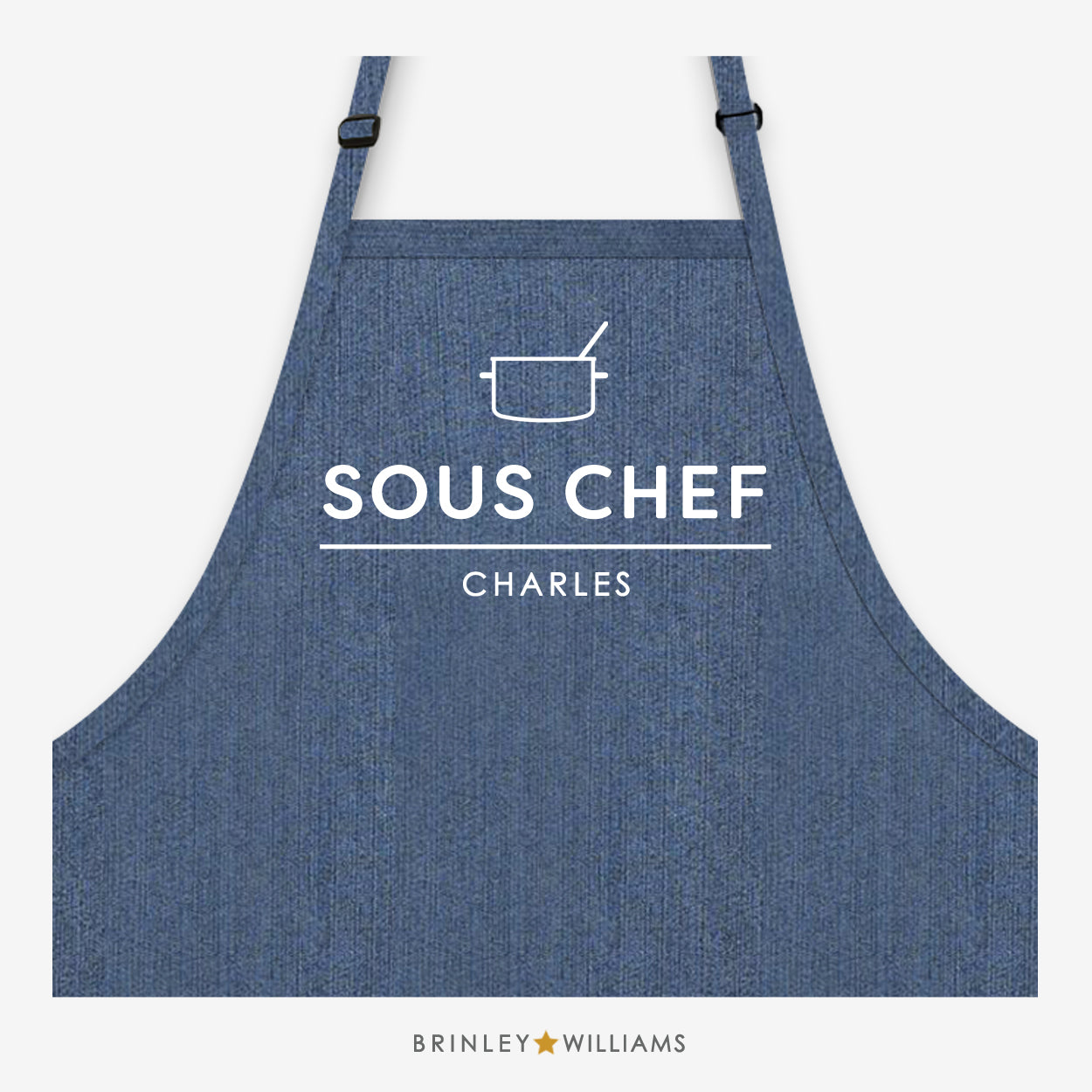 Sous Chef Denim Apron - Personalised - Indigo Blue Denim