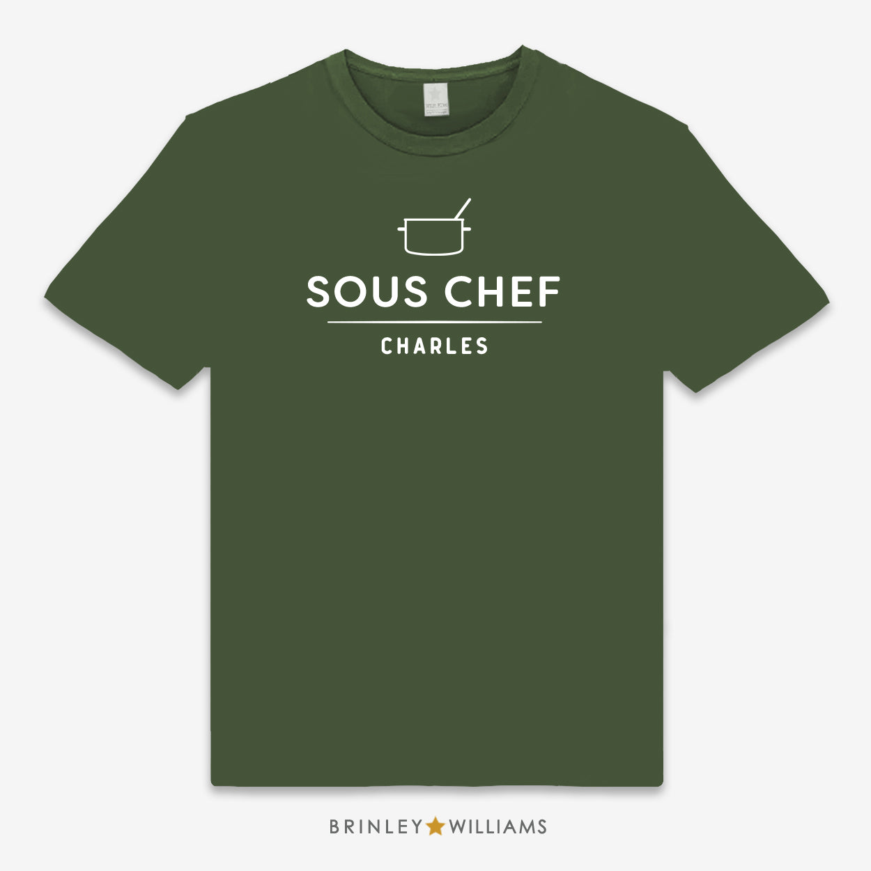 Sous Chef Unisex Personalised Culinary T-shirt - military green