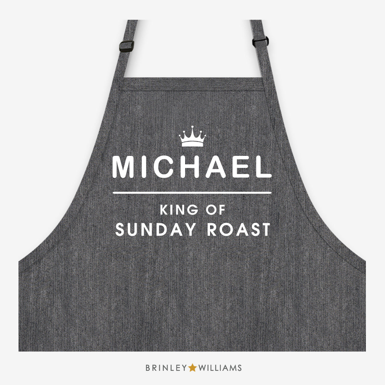 King of Sunday Roast Denim Apron - Personalised - Black Denim